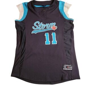 Firstar Baseball Storm 11 Jersey Mens Medium Black Teal Sleeveless Henley‎ Mesh